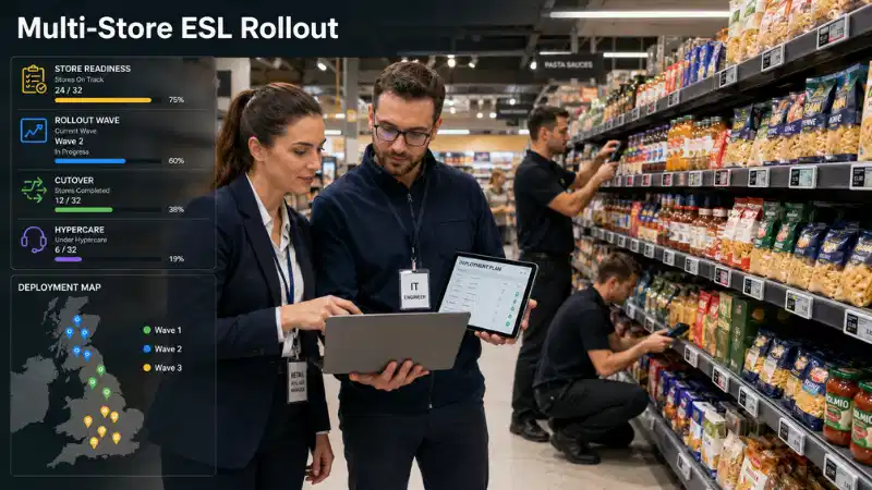 Pelan Pelancaran Label Rak Elektronik untuk Runcit-Berbilang Kedai