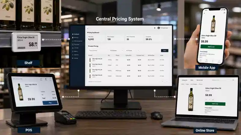 Ketekalan Harga Omnichannel: Cara Menyegerakkan Harga Rak, POS, Apl dan Dalam Talian